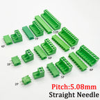 5Pair 5.08mm Pitch 2EDG Straight Pin PCB Screw Terminal Block 2/3/4/5/6/7/8/9/10/12Pin 300V 10A Wire Connector Plug-in Socket