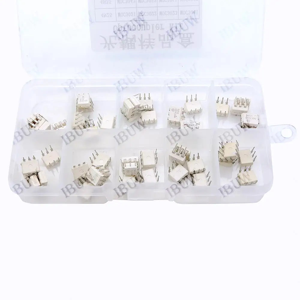 10Values Optocoupler kit 4N25 4N35 MOC3021 MOC3022 MOC3052 MOC3061 MOC363 Each 5pcs MOC3023 MOC3041 MOC3043 MOC3052