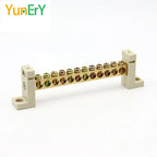 DIN Rail Terminal Block High Bridge Type Ground Bar 5/7/10/12 Holes Electrical Connector Distribution Box Neutral Terminal