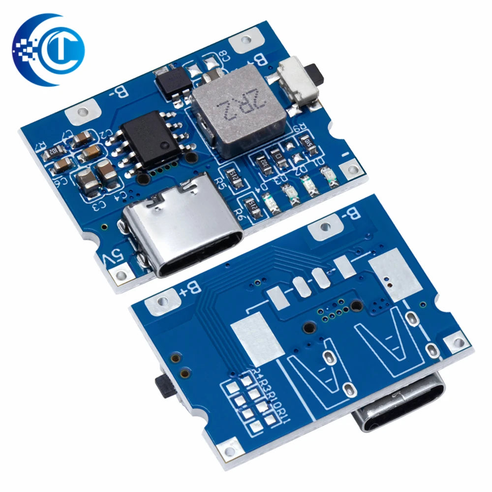 LiPo Battery Charging Protection Module, 5V 2.4A USB Type-C Boost Converter Power Supply Board