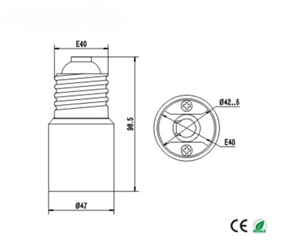 2pcs E39/E40 to E39/E40 HID Mogul Lamp Base Holder to LED CFL Halogen Light Socket L93mm L151mm Extender Adapter Converter