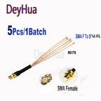 5pcs SMA to U.FL  Splitter RP-SMA / SMA Female to 2 3 4 5 6 7 8xU.FL 1 Female RG178 Cable WIFI Antenna Extension Jumper Pigtail