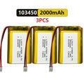 103450 3.7V Li-Po Rechargeable Battery 2000mAh With JST PH 2.0mm Connector for GPS, Cameras & MP3 Gadgets
