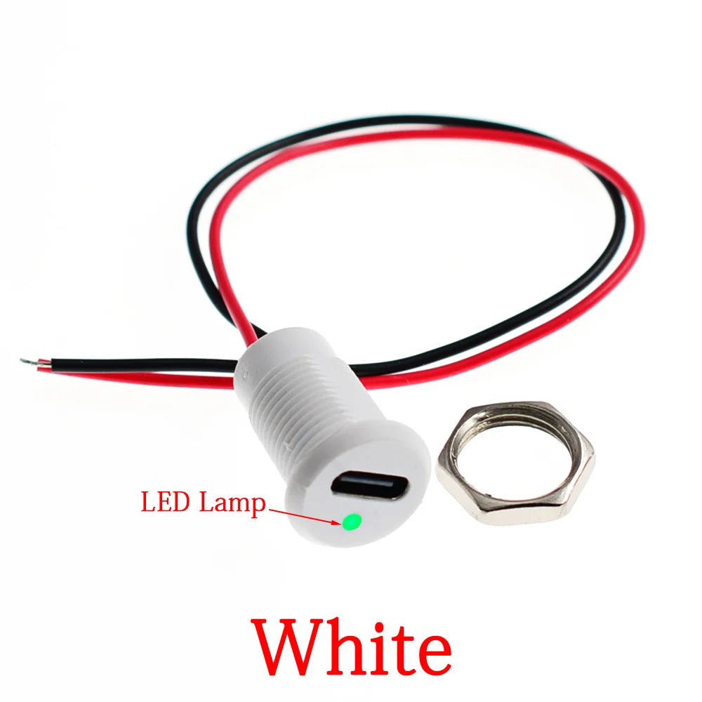 1-10PCS 2Pin LED light USB-C Connector Type-C Waterproof with PH 2.0 nut locking Panel mounting TPC Fast Charging jack port