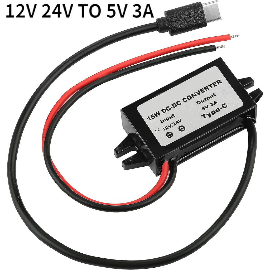 12V to 5V 3A DC-DC Step Down Module Power Converter Wire/Dual Ear USB Type C/Adapter USB-A Female/dual USB/ Connector Waterproof