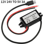 12V to 5V 3A DC-DC Step Down Module Power Converter Wire/Dual Ear USB Type C/Adapter USB-A Female/dual USB/ Connector Waterproof
