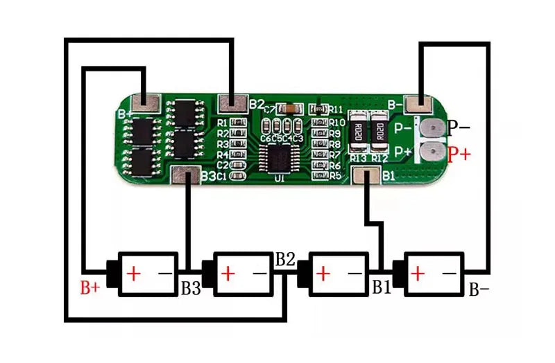 4S 12A 16.8V 16V 14.8V Li-ion 18650 BMS PCM Battery Protection Board Bms Pcm for Li-ion Lipo Battery Cell Pack