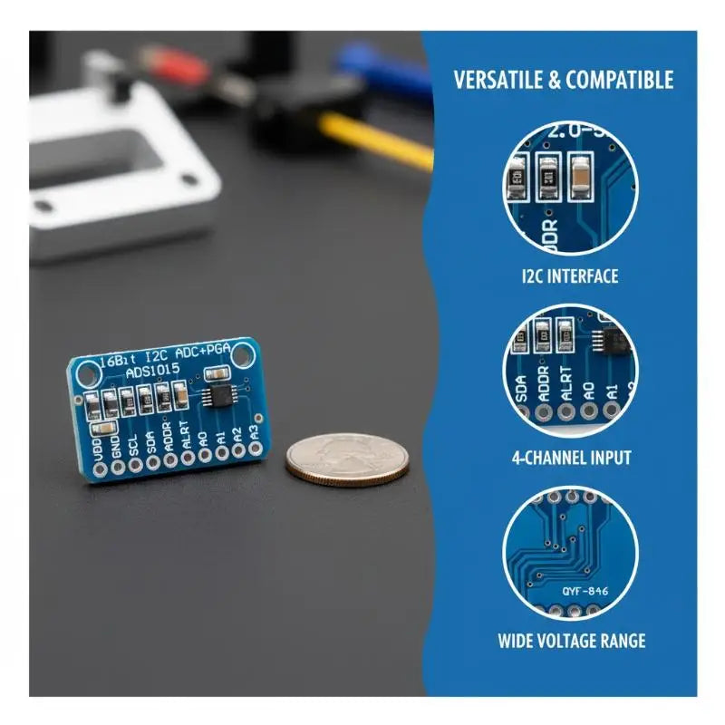 ADS1115 ADC Analog-to-Digital Converter Module with Programmable Gain Amplifier 16 Bit I2C 2.0V To 5.5V for  Raspberry Pi