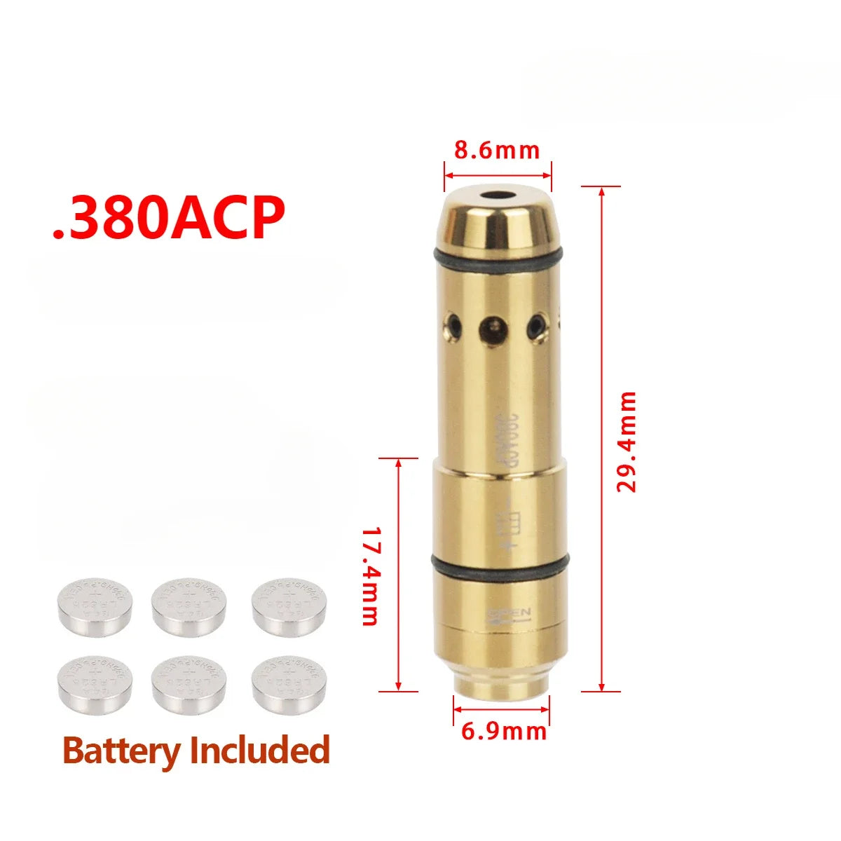 Tactical 9mm Red Dot Laser Training Bore Sight 9x19mm/380ACP/40S&W/223Rem Laser Training Bullet Dry Fire Laser Trainer Cartridge