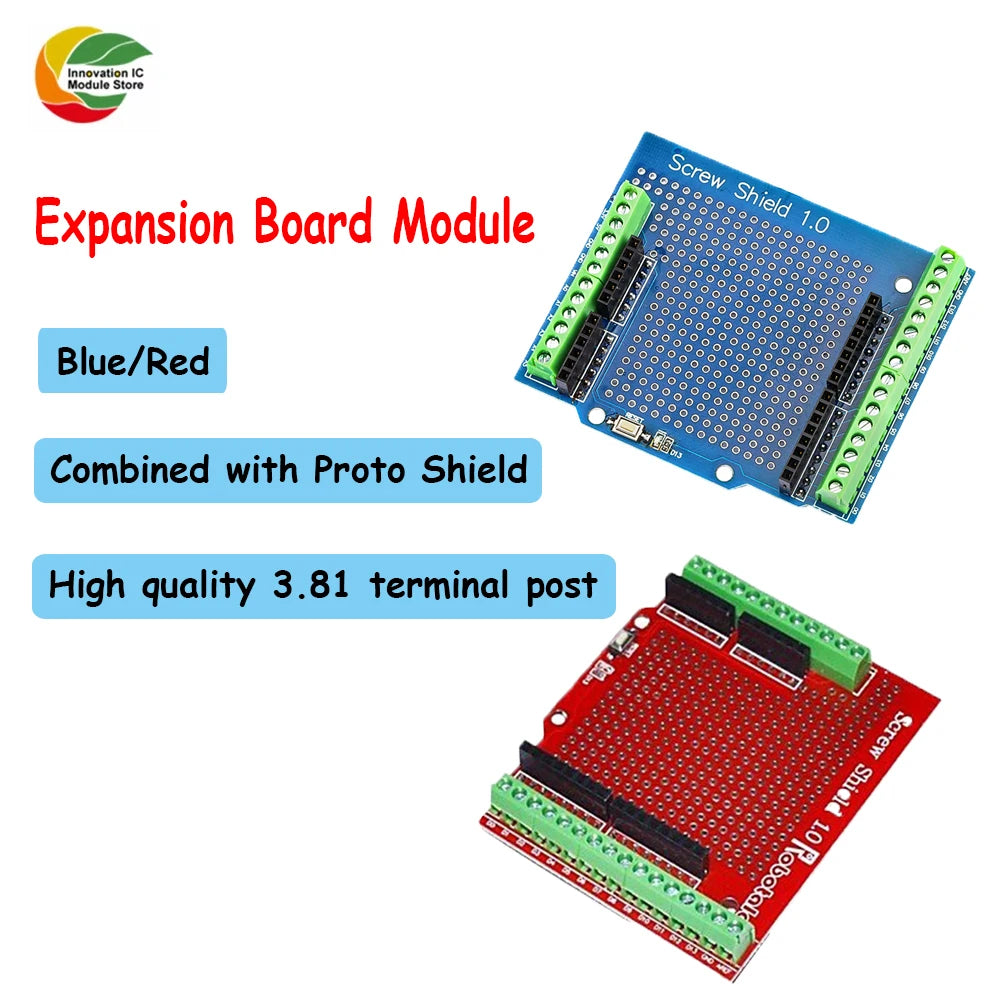 Proto Screw Shield PCB Expansion Board for Arduino Open Source Reset Button for Breadboard 3.81 Terminal Double-sided Solder DIY