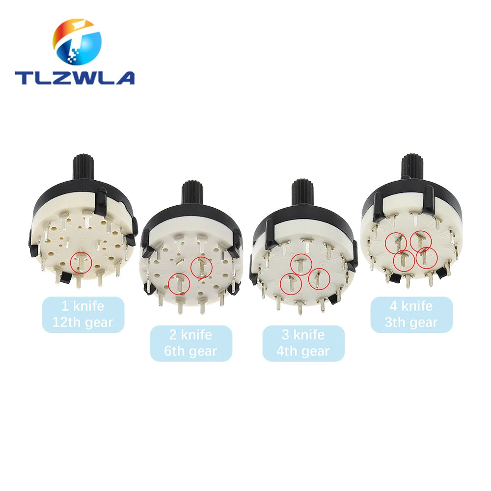 1PCS RS26 Plastic 4 Pole 3 Position Rotary Band Switch 2 Pole6 Position  1 Pole12 Position Handle Length 21MM Axis Band Switch