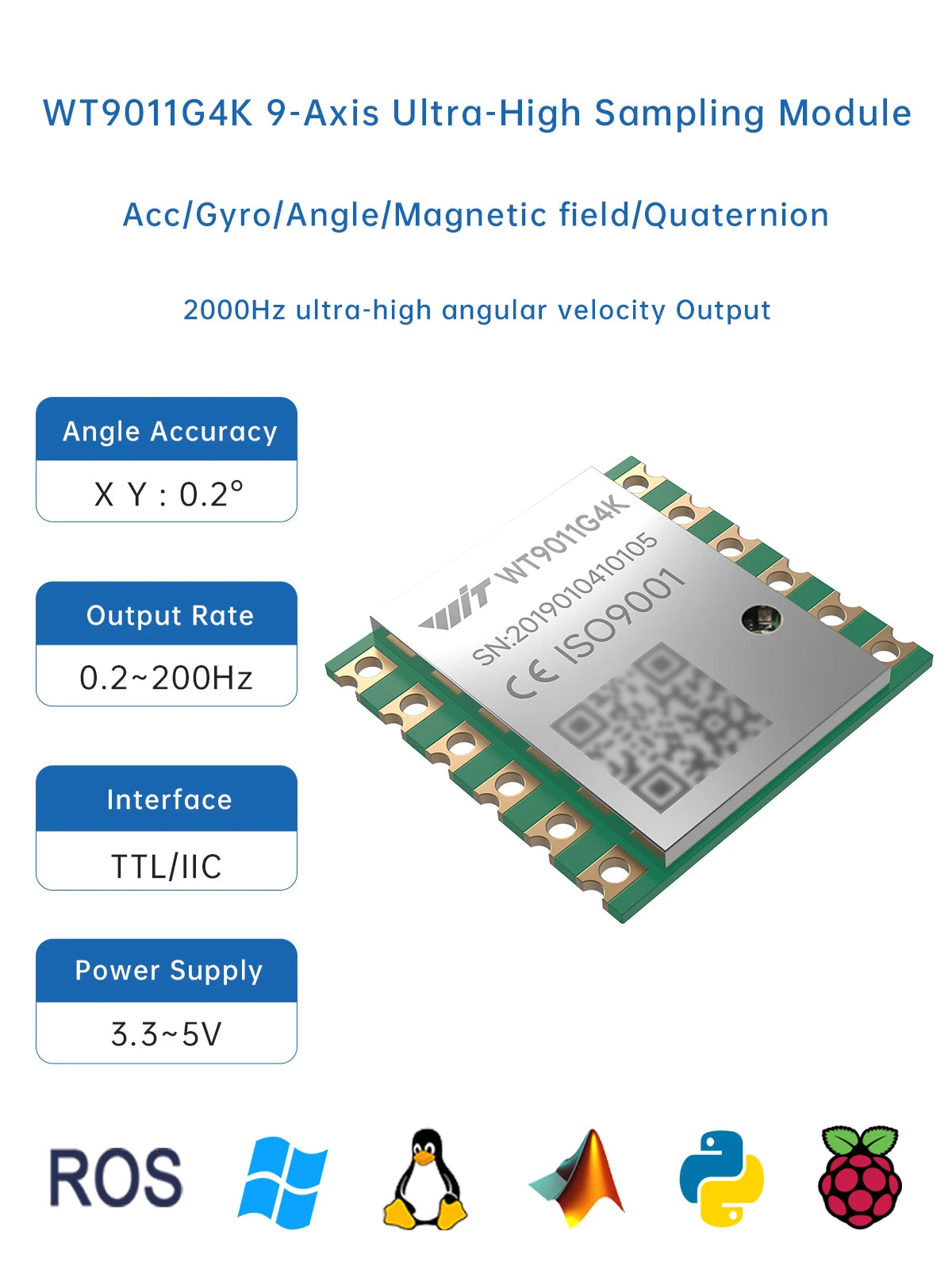 WitMotion WT901 AHRS MPU9250 9-axis Accelerometer, 3-axis Eletronic Gyroscope+Acceleration+Angle+Magnetometer, TTL Data Outout
