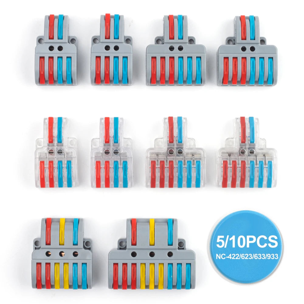 5PCS Wire Connector Multicolour Lever Push-in Electrical Cable Home Connectors LED Junction Box Universal Compact Terminal Block