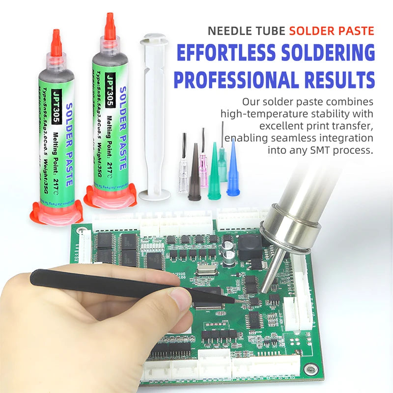 217℃ Lead Free High-Temperature Solder Paste Sn96.5Ag3.0Cu0.5 Melting Point: Enhanced Conductivity of Needle Tube