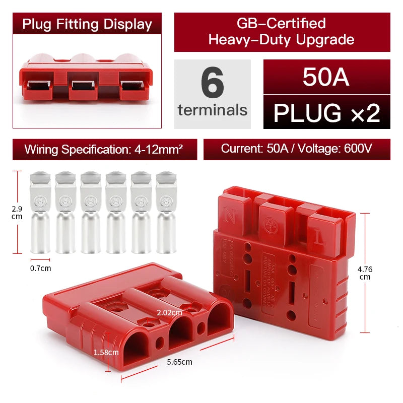 2pcs 50A 75A 175A 3P Battery Power Connector Kit Quick Disconnect Plug 600V Car Forklift Battery Charging Electrical Connectors