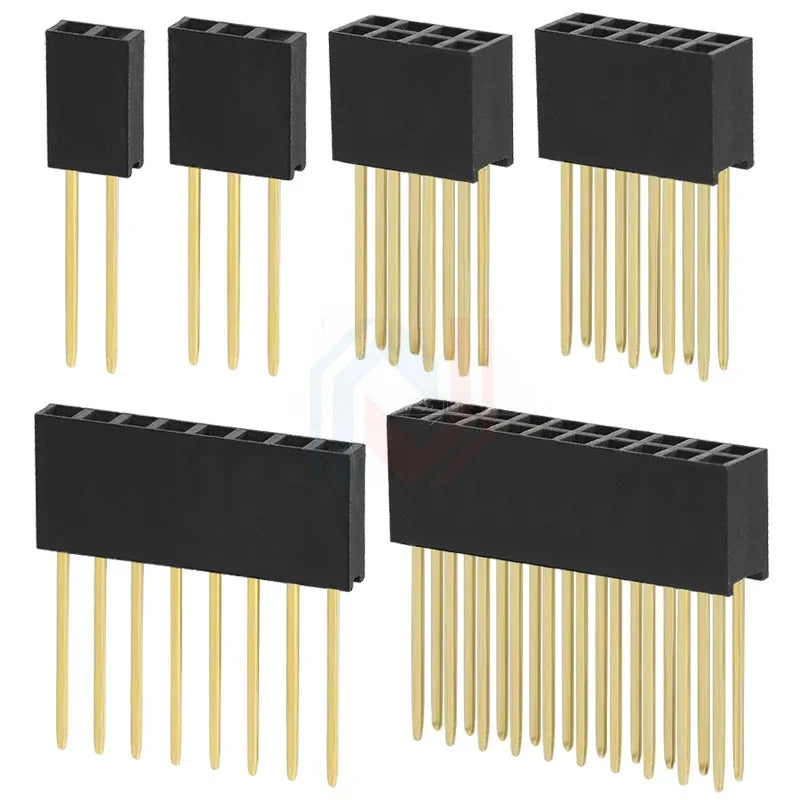 2.54mm Spacing Single Row Double Row Lengthened Female Header Pin Header Long Pin Socket 11mm Pin Length 2*2 3P 4P 5P 6P 8P