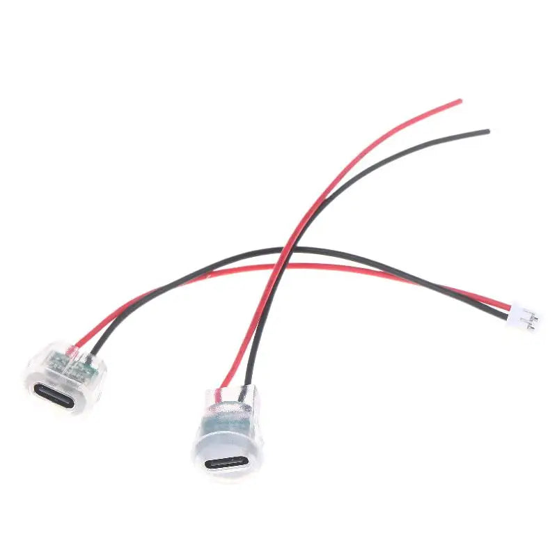 5/10Pcs Transparent 2Pin Waterproof USB-C Female Charging Socket With LED Light Type-C Power Input Connector