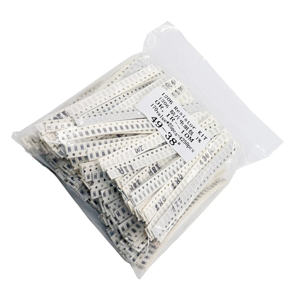 1206 For SMD Resistor Kit 1ohm-10M Ohm 1% Tolerance 4250pcs 170 Values Assorted Pack For Electronic Circuit Board Repair Project