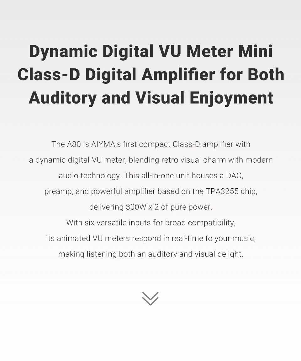 AIYIMA Upgraded A80 Power Amplifier TPA3255 DAC Bluetooth PFFB Stereo 300Wx2 Class D Digital Amp RCA TRS OPT COA USB Input