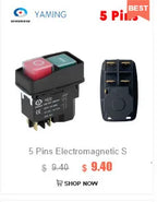 YCZ3-A Electromagnetic Switch 4/5 Pins 110/220V On Off Momentary Reset Push Button Red Green Can Replace KJD17