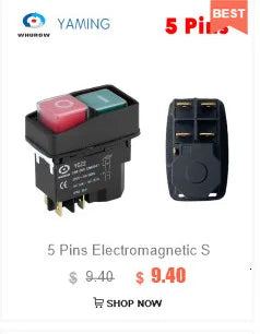 YCZ3-A Electromagnetic Switch 4/5 Pins 110/220V On Off Momentary Reset Push Button Red Green Can Replace KJD17