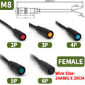 5 Set M6 M8 2 3 4 5 6 Pin Julet Electric Butt Plug Connector Wiring Line Scooter Brake Cable Pluger Signal Sensor 20CM