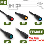 5 Set M6 M8 2 3 4 5 6 Pin Julet Electric Butt Plug Connector Wiring Line Scooter Brake Cable Pluger Signal Sensor 20CM
