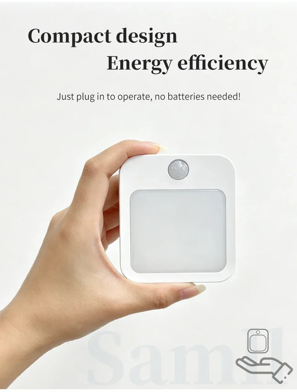 LED Motion Sensor Plug-In Night Light Warm/Cool White Dimmable 5 Brightness Levels for Hallway Stairway Bedroom 100-240V
