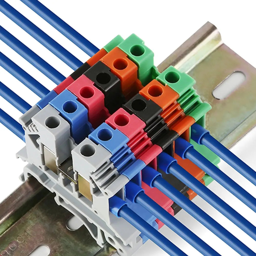 4PCS Wire Electrical Conector Terminal Connector Screw Cable Din Rail Terminal Blocks Strip Power Distribution Block Terminator