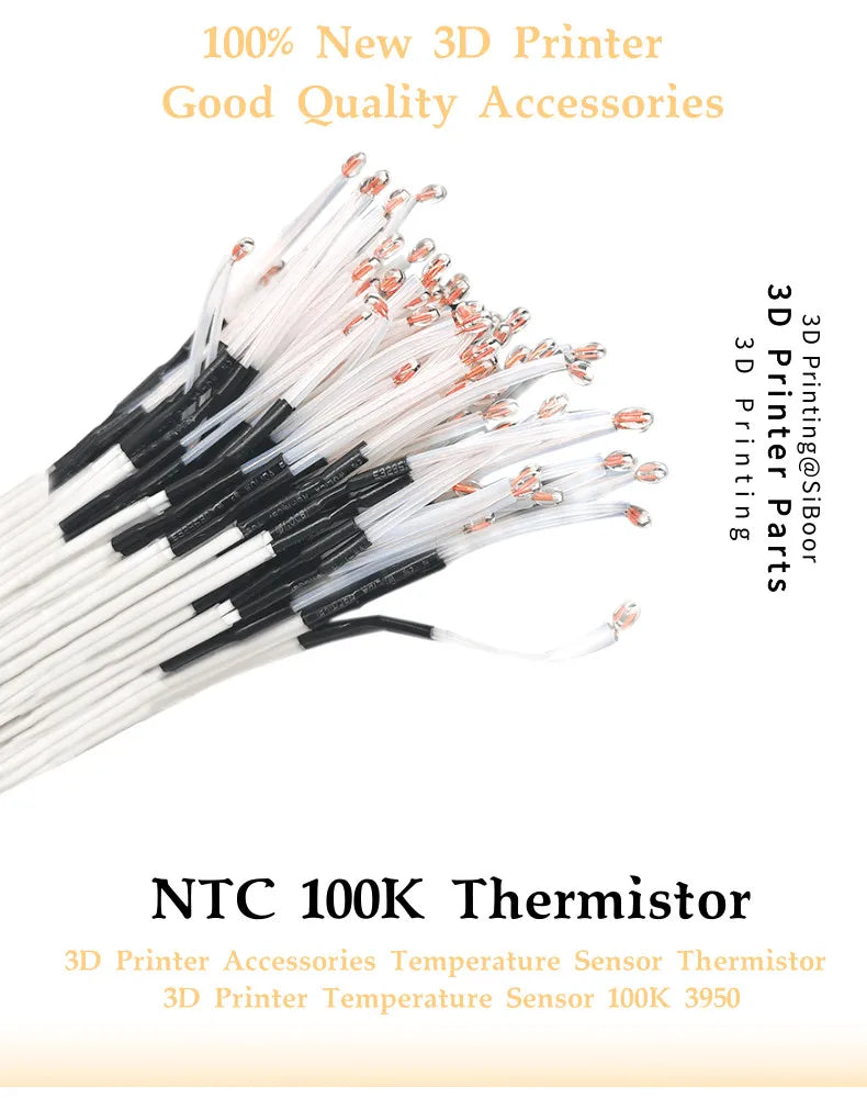 100K Ohm NTC 3950 Thermistor Sensor XH2.54 Dupont 3D Printer Parts For Reprap Mend Part Temperature 3D Printer Accessories