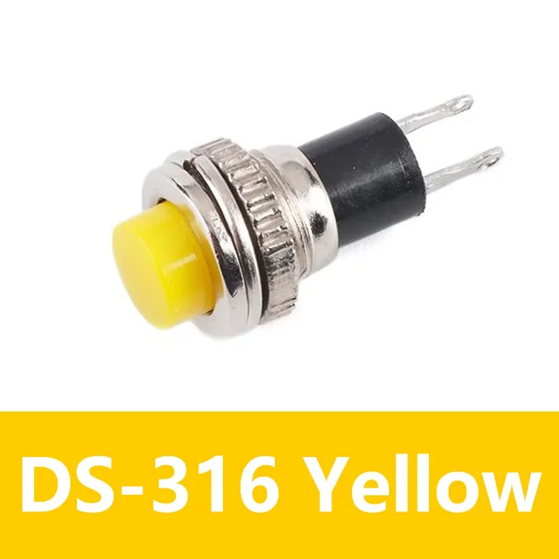 5/20/100PCS 10mm DS316 OFF-(ON) Momentary 0.5A 250VAC Panel Mount Push Button Switches DS-316 Black/Green/Yellow/Blue/White/Red