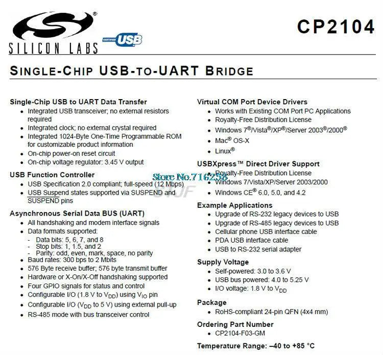 USB 2.0 to TTL UART 6PIN Module Serial Converter CP2104 STC PRGMR Replace CP2102 With Dupont Cables