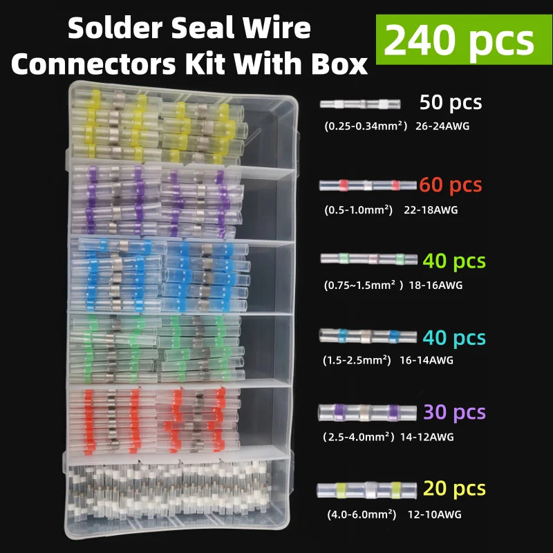 Heat Shrinkable Tube Waterproof Solder Ring Wire Connectors 10/30/50PCS Awg22-18 Butt Bushing Electrical Splice Terminal