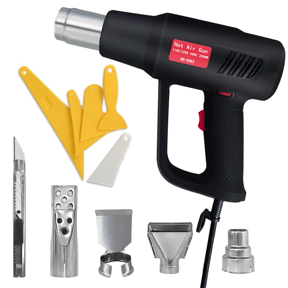 LEFAVOR 2000W Electric Hot Air Gun 220V Industrial Dual Wind Speed Temperature Controlled Building Hair Dryer Heat Gun Nozzle