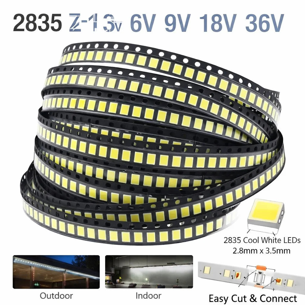 SAMIROB 100pcs High Brightness SMD LED 3V 6V 9V 18V 36V 2835 1W 0.5W 0.2W White 150MA/100MA/30MA/60MA/80MA 6000-6500K