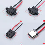 2/5/10pcs Type C 2 Pin Waterproof Female USB C Socket With Screw Hole Fast Charge Charging Interface USB Connector With Cable