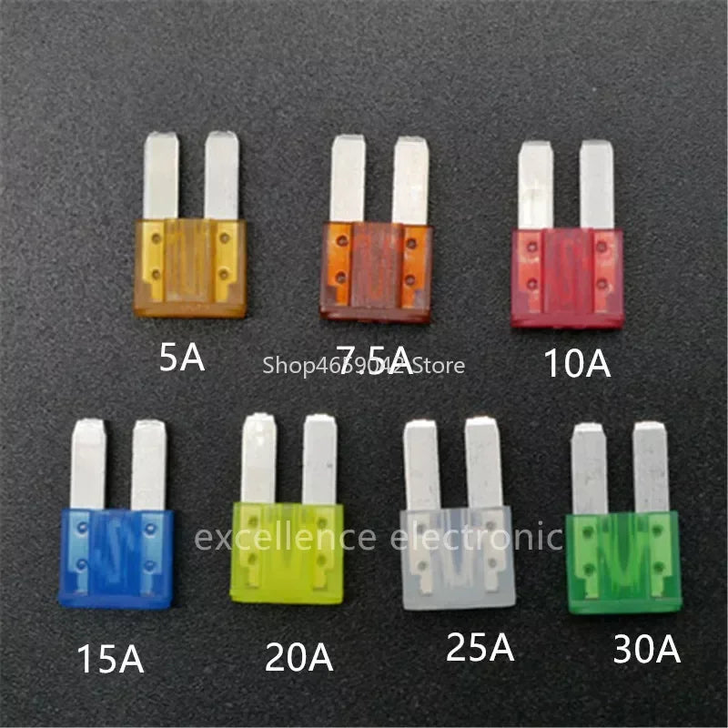 35/70/105pcs Mini M2 Auto Long Foot Fuse Combo Kit 5A 7.5A 10A 15A 20A 25A 30A Micro2 Car Fuse Combination with Puller Tool