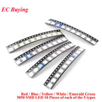 390Pcs/50pcs 0402 0603 0805 1206 3528 2835 5050 5730 SMD LED Kit Diodes Light Emitting Chip Surface Mount Diodo Red/Green/Blue