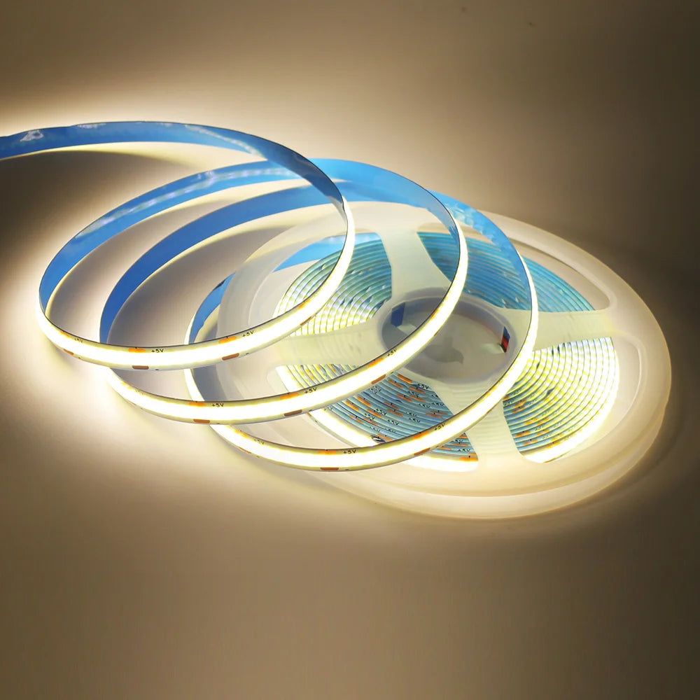 New 5V USB COB Strip Light 320Leds/m Warm Natural White Cabinet Lamp Night Lighting Flexible LED Ribbon Stripe DC5V TV Backlight