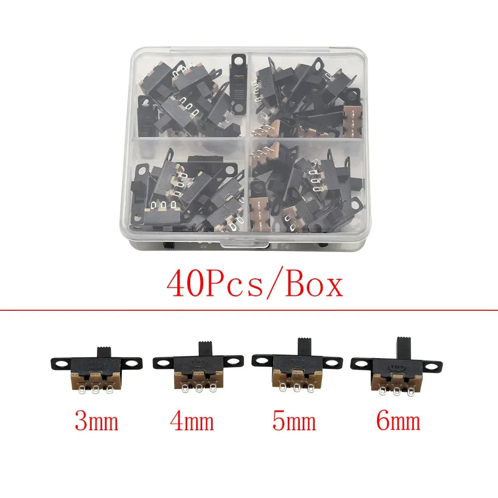 1Box Micro Slide Switch Kit 1P2T SPDT 3 Pin 2 Positions DIP PCB Mount ON-OFF Toggle Switch Interruptores 2/3/4/5/6/7MM 50V 0.5A