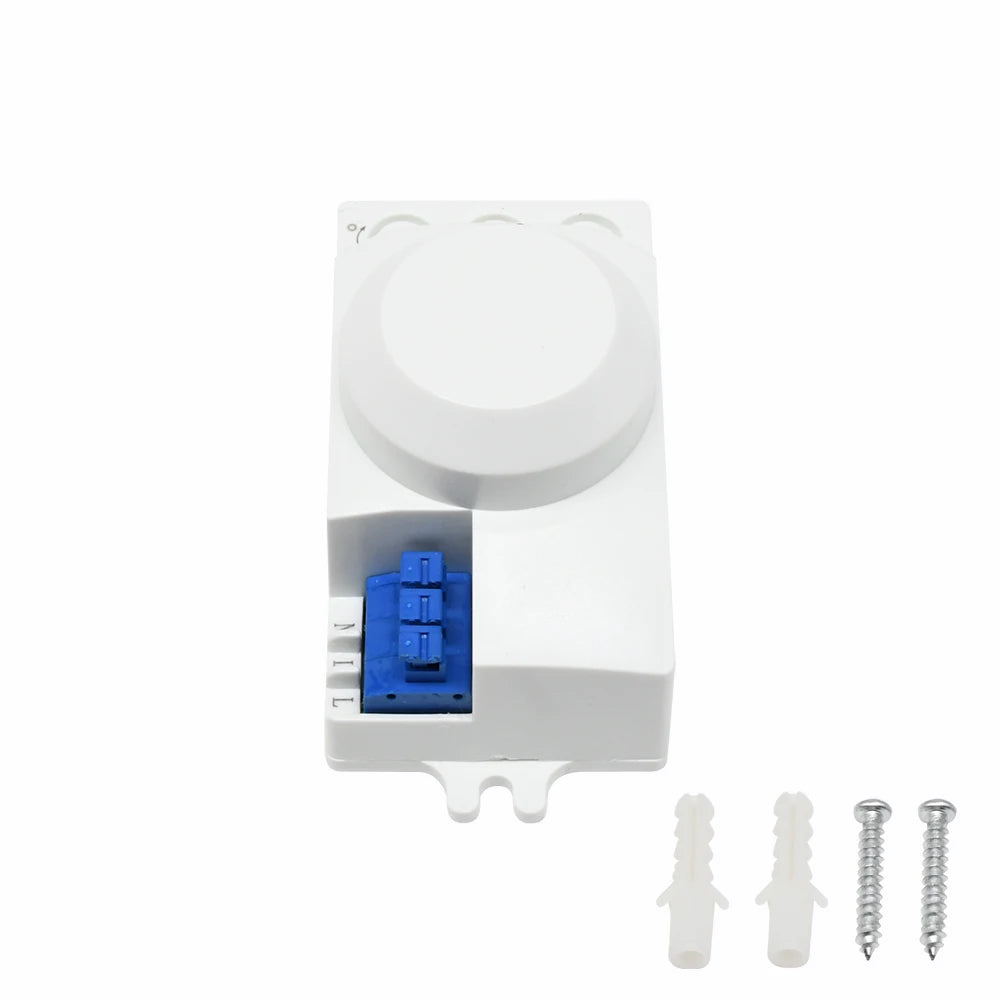 Indoor best quality microwave radar sensor light switch human movement DC12V-24V AC100V/220V-240V 5.8GHz with housing