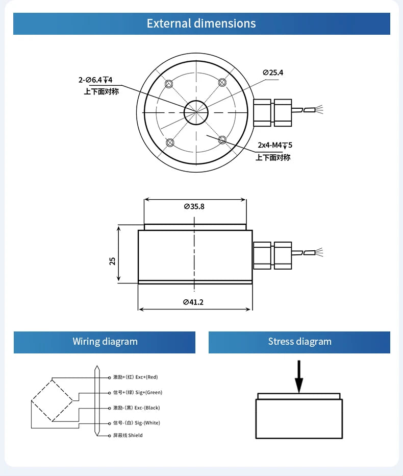 Micro Load Cell Tension Push Sensor Weight Compression Force Sensor Load Cell Weight Touch Sense System Adapts 5kg 10kg 20kg