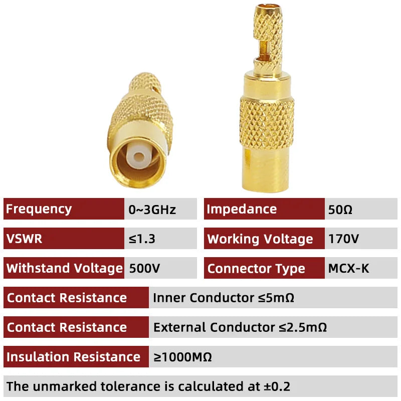 RF Coaxial Connector MMCX-JB2 Crimping RG316 174 MCX-J-1.5 Male MCX-K-1.5 Female Adapter