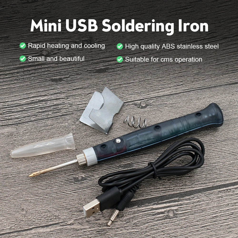 5V 8W USB Soldering Iron Mini Portable Professional Pen Soldering Iron Station Tip Indicator Powered Kit Tools with Fast Heating