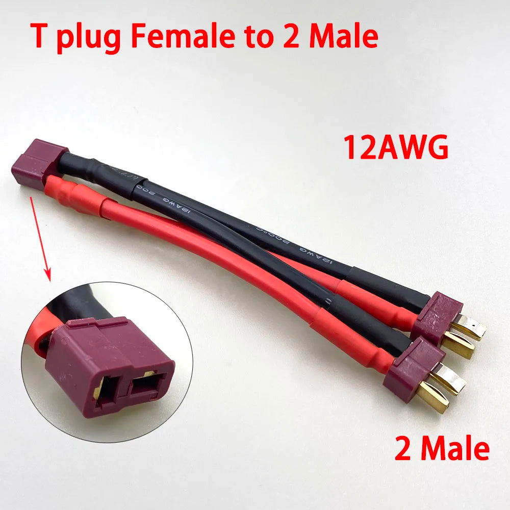 XT60 XT90 T Plug Parallel Battery Connector Male/Female Double Extension Cable Y-Divider/RC Battery Motor3-Way 10AWG 12AWG 14AWG