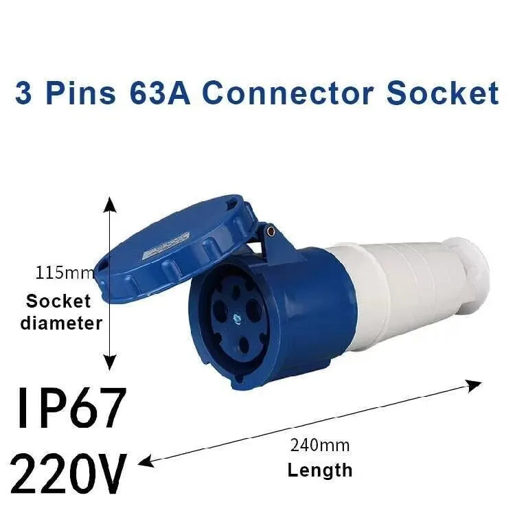 63A/125A Waterproof IP67 Aviation Explosion-proof Connector Surface And Concealed Industrial Plug Connctor 3 4 5 Core Pins