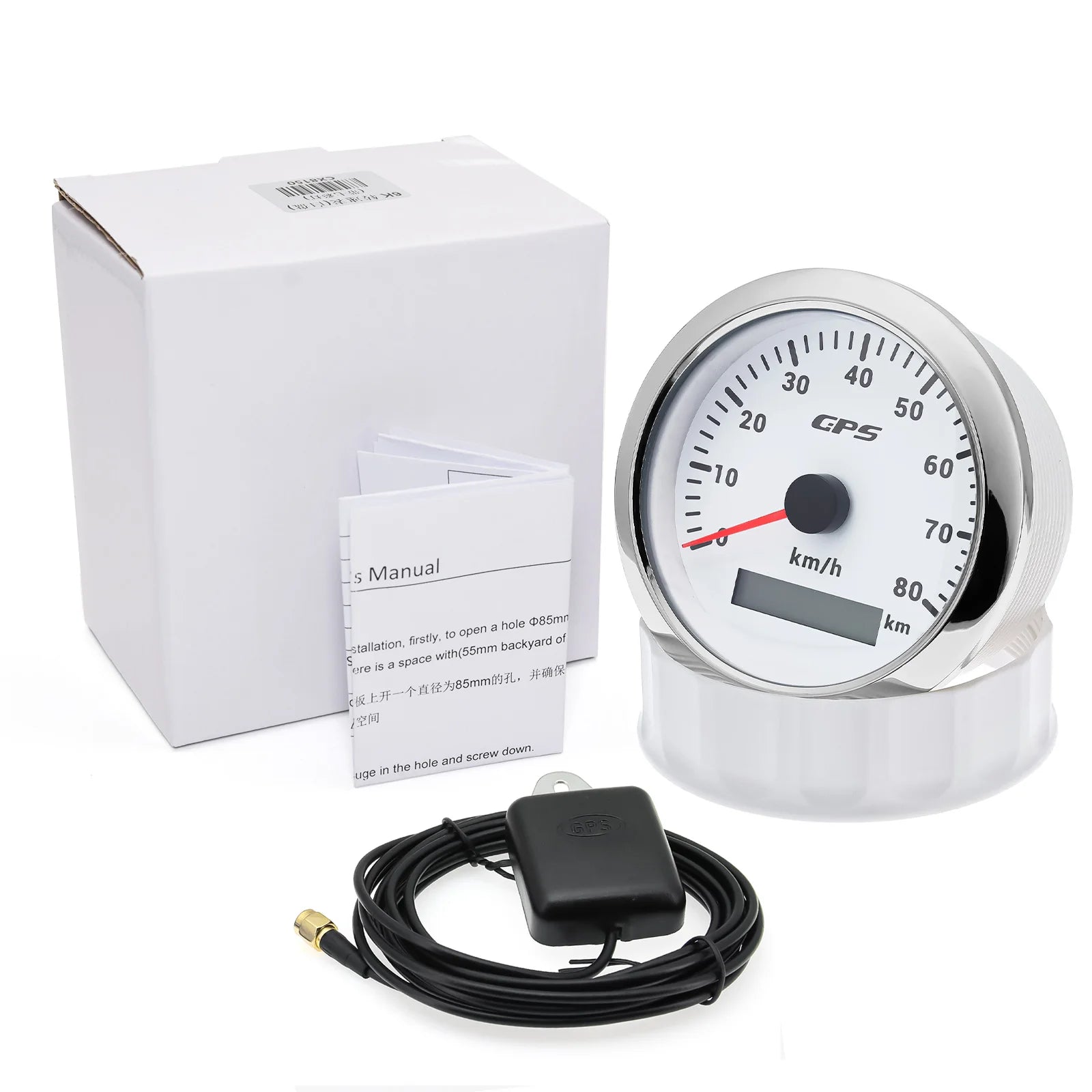 60/120/200KMH 85MM GPS Speedometer Gauge 7 Color Light with GPS Antenna Waterproof Motorcycle Boat Car Truck Speed Gauge Meter