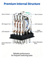 Power Electromagnetic Relay MY2N‑J MY4N‑J HH52P HH54P With PYF11A Socket Base DIN Rail Mount Coil DC12V DC24V AC220V Industrial