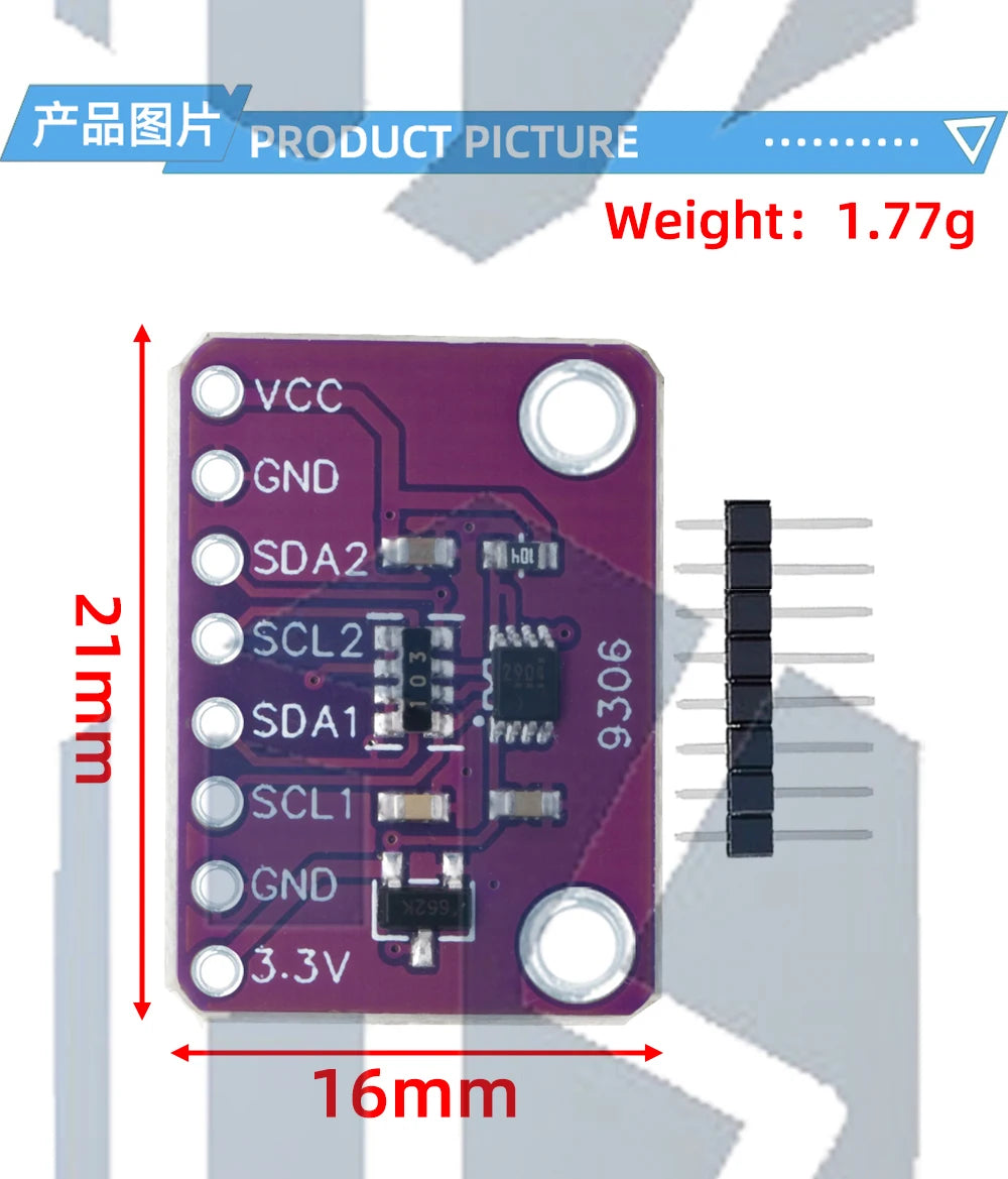 PCA9306 I2C/IIC Level Shifter - 2-Bit Bidirectional SMBus Translator, High Stability, Compatible for Arduino