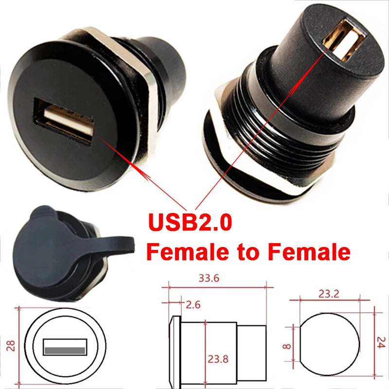 1Pcs Metal Round Socket Module D Type RJ45 Straight Through Network USB2.0 USB3.0 Connector Panel Mounting HDMI CAT6